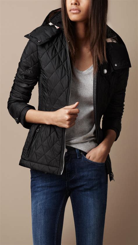 burberry brit hooded quilted jacket|burberry quilted jacket sale women.